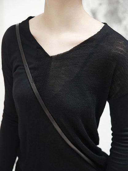 V-neck Cropped Split-joint Shirt Tops