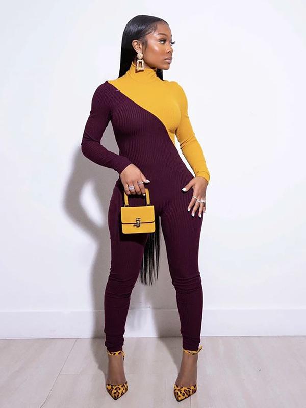 Fashion Color-Block Yoga Jumpsuits