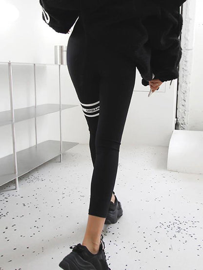 Fashion Contrast Color Letters Printed Leggings