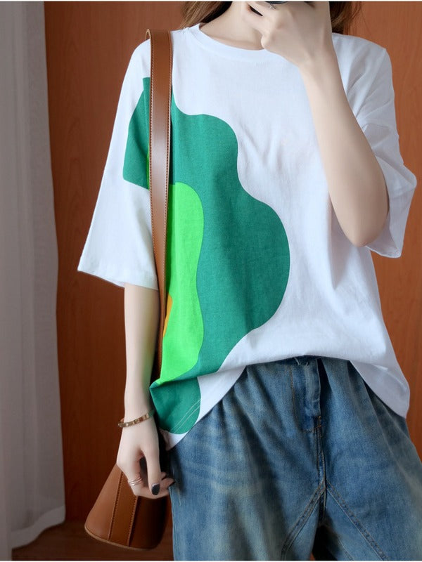 CASUAL PRINTED ROUND-NECK T-SHIRT