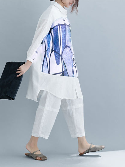 LOOSE INK PRINTED LONG SLEEVE SHIRTS