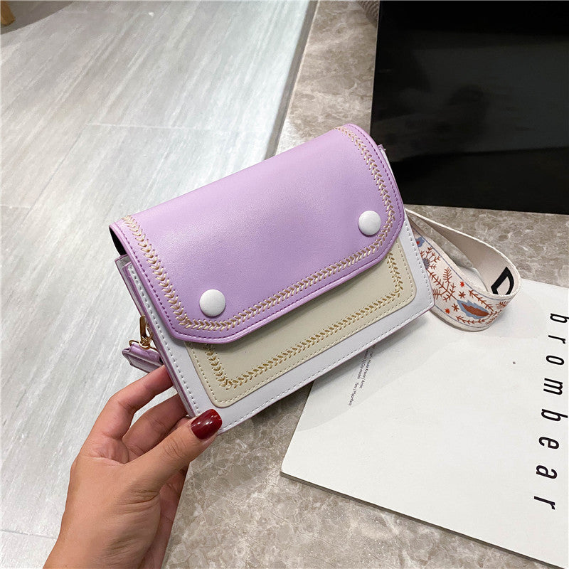 Wide shoulder strap messenger bag one shoulder small square bag