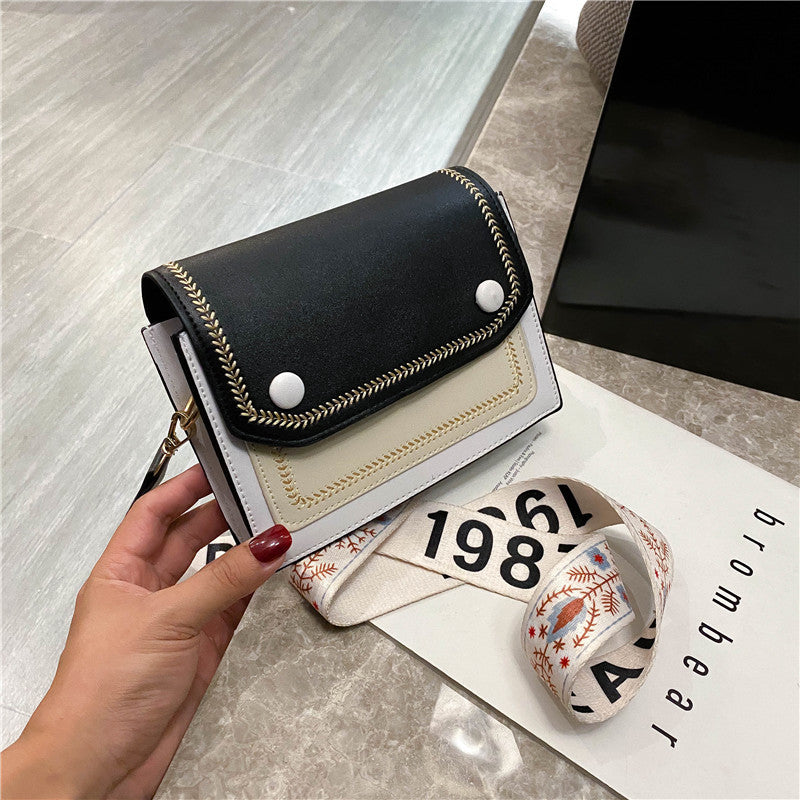 Wide shoulder strap messenger bag one shoulder small square bag