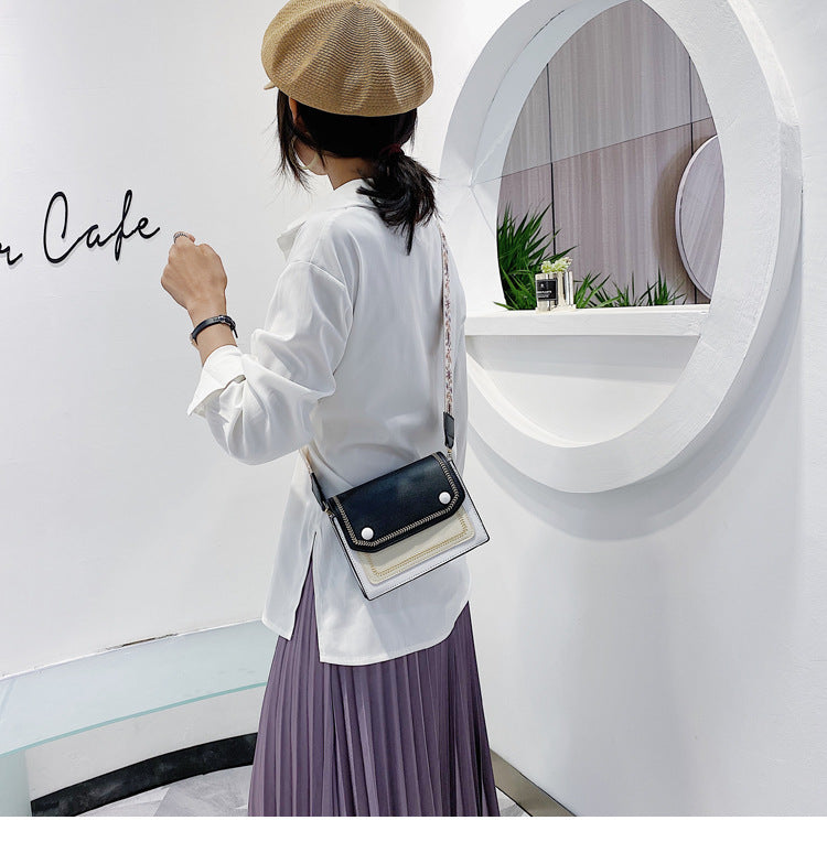 Wide shoulder strap messenger bag one shoulder small square bag