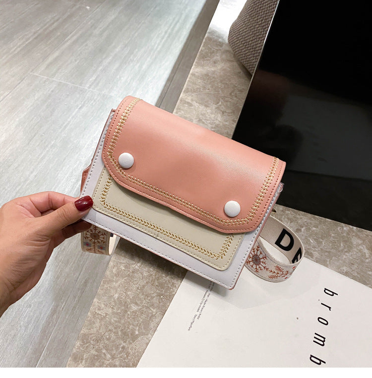 Wide shoulder strap messenger bag one shoulder small square bag