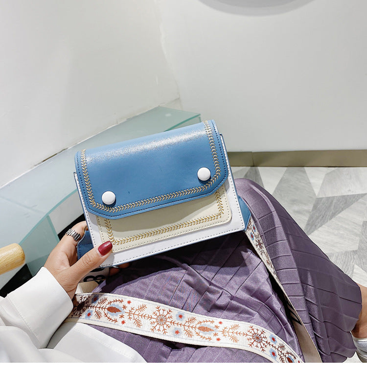 Wide shoulder strap messenger bag one shoulder small square bag