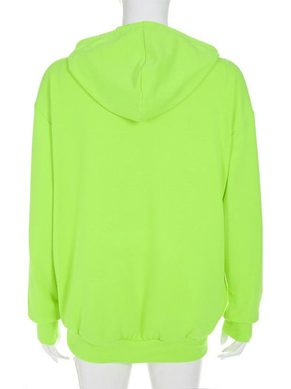 Large Pocket Fluorescent Green Hoodies & Jackets