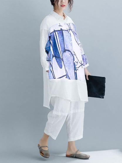 LOOSE INK PRINTED LONG SLEEVE SHIRTS