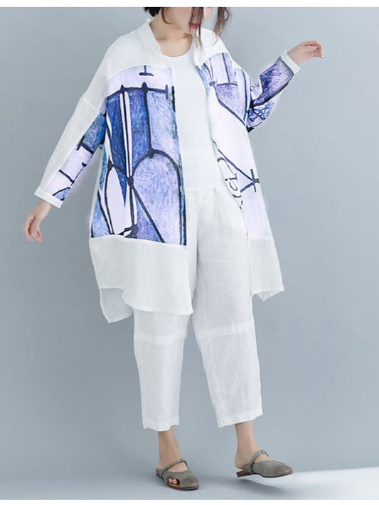 LOOSE INK PRINTED LONG SLEEVE SHIRTS