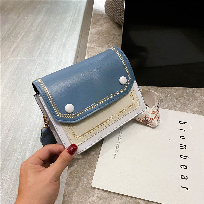 Wide shoulder strap messenger bag one shoulder small square bag