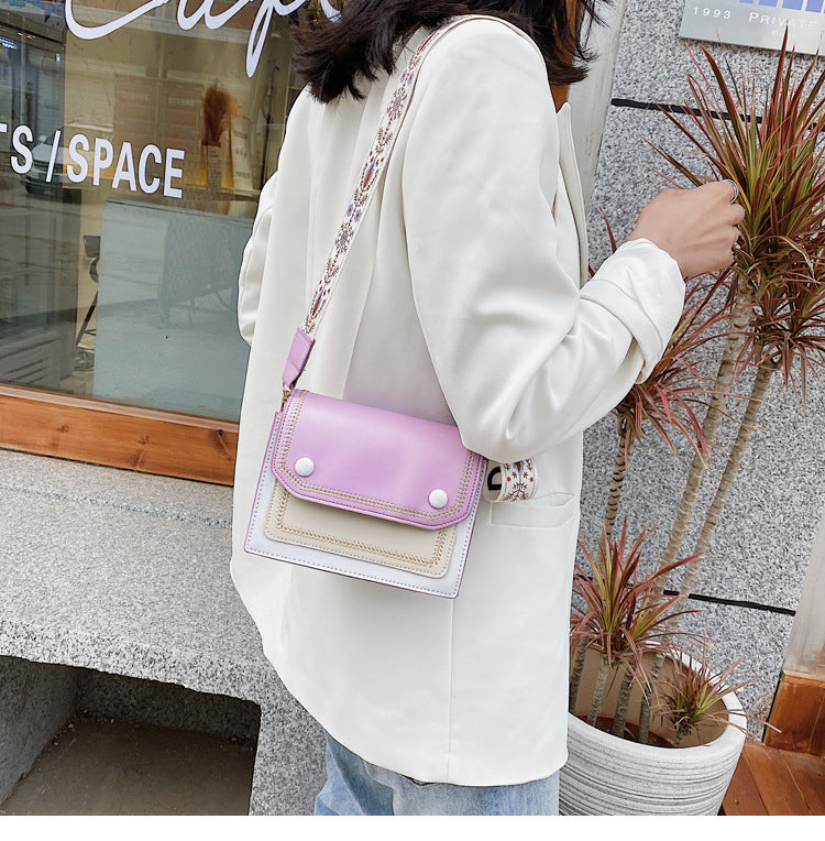 Wide shoulder strap messenger bag one shoulder small square bag