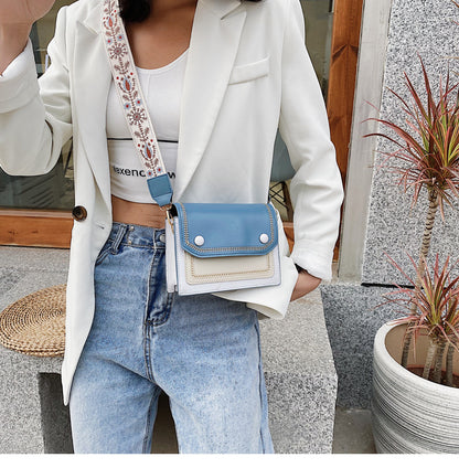 Wide shoulder strap messenger bag one shoulder small square bag