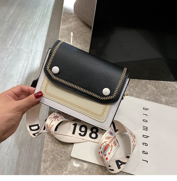 Wide shoulder strap messenger bag one shoulder small square bag