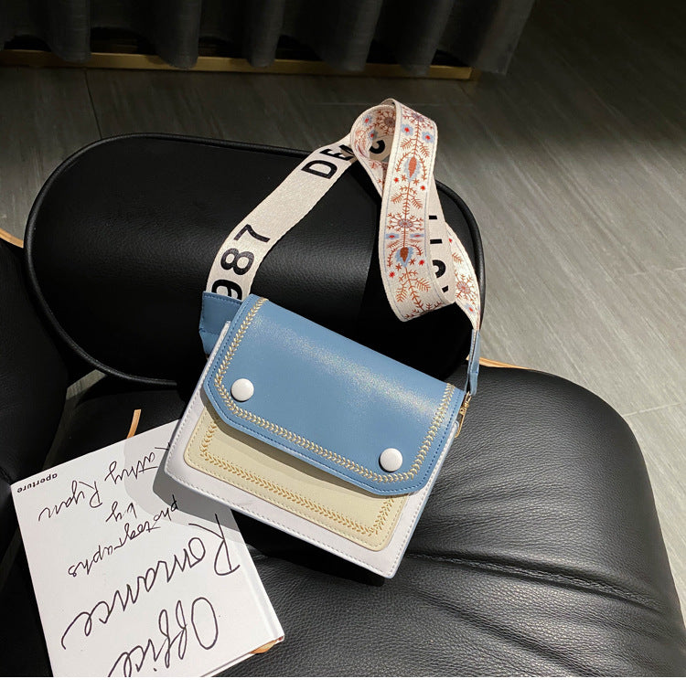 Wide shoulder strap messenger bag one shoulder small square bag