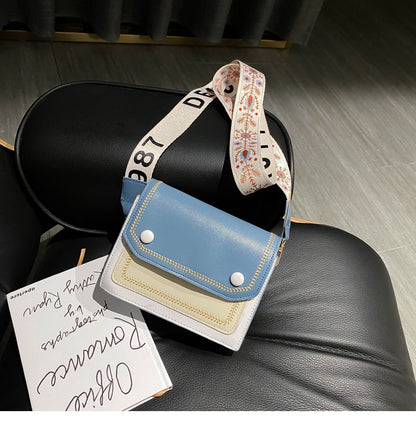 Wide shoulder strap messenger bag one shoulder small square bag