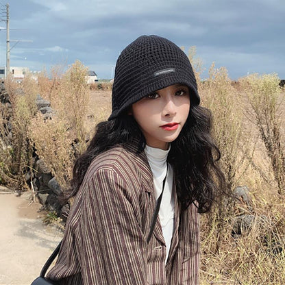 Casual Solid Color Sunscreen Knit Hat