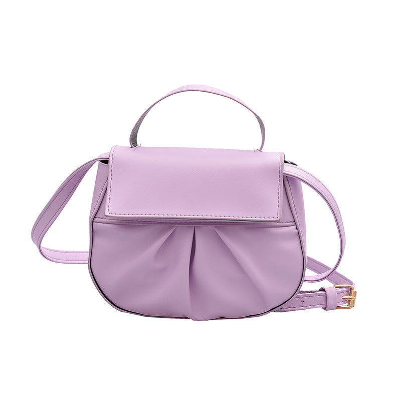 Pleated portable one shoulder cross saddle bag