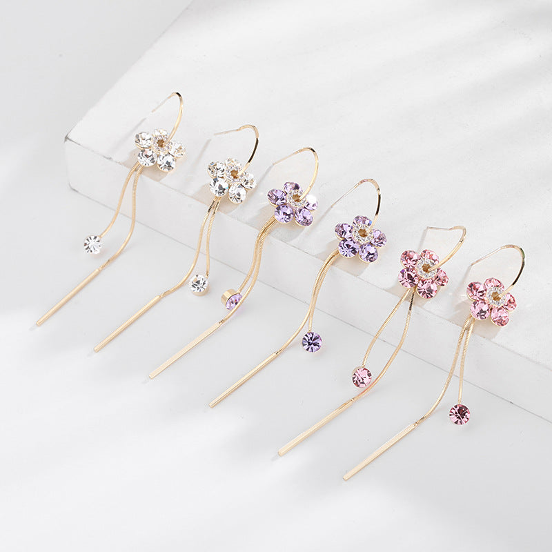 C-ring long purple Tassel Earrings