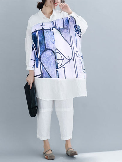 LOOSE INK PRINTED LONG SLEEVE SHIRTS