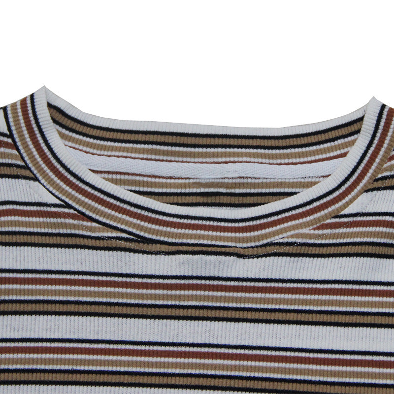 Loose patchwork striped dress Vintage denim skirt