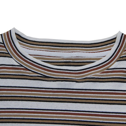 Loose patchwork striped dress Vintage denim skirt