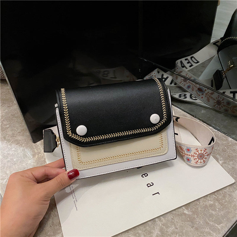 Wide shoulder strap messenger bag one shoulder small square bag