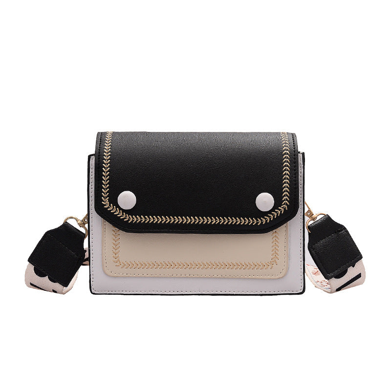 Wide shoulder strap messenger bag one shoulder small square bag