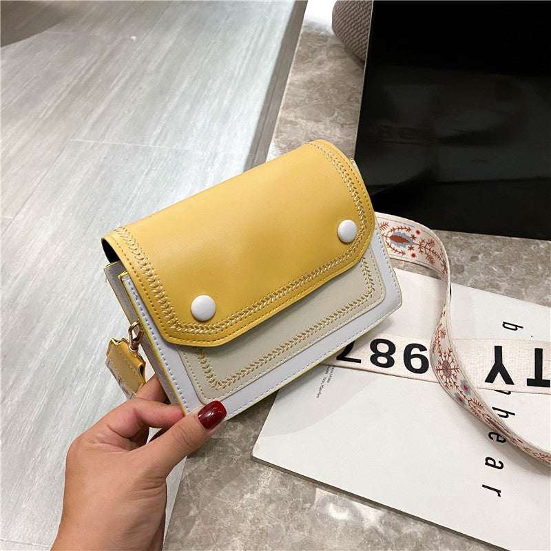 Wide shoulder strap messenger bag one shoulder small square bag