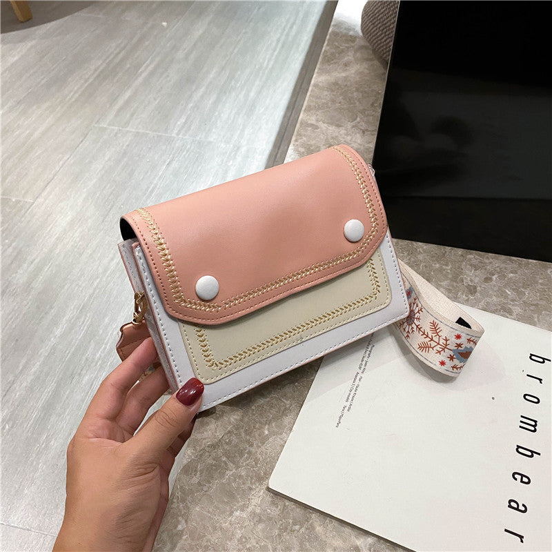 Wide shoulder strap messenger bag one shoulder small square bag