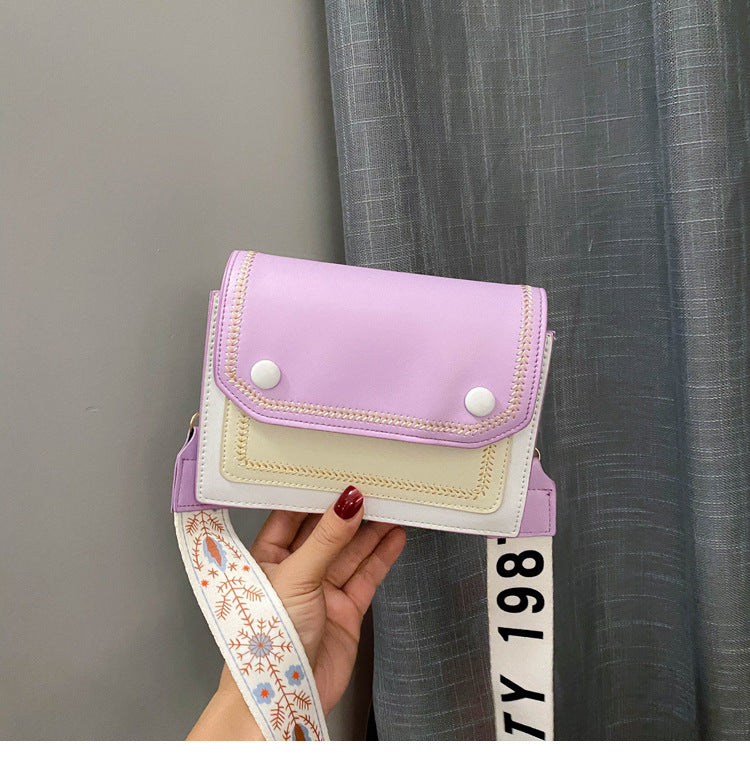 Wide shoulder strap messenger bag one shoulder small square bag