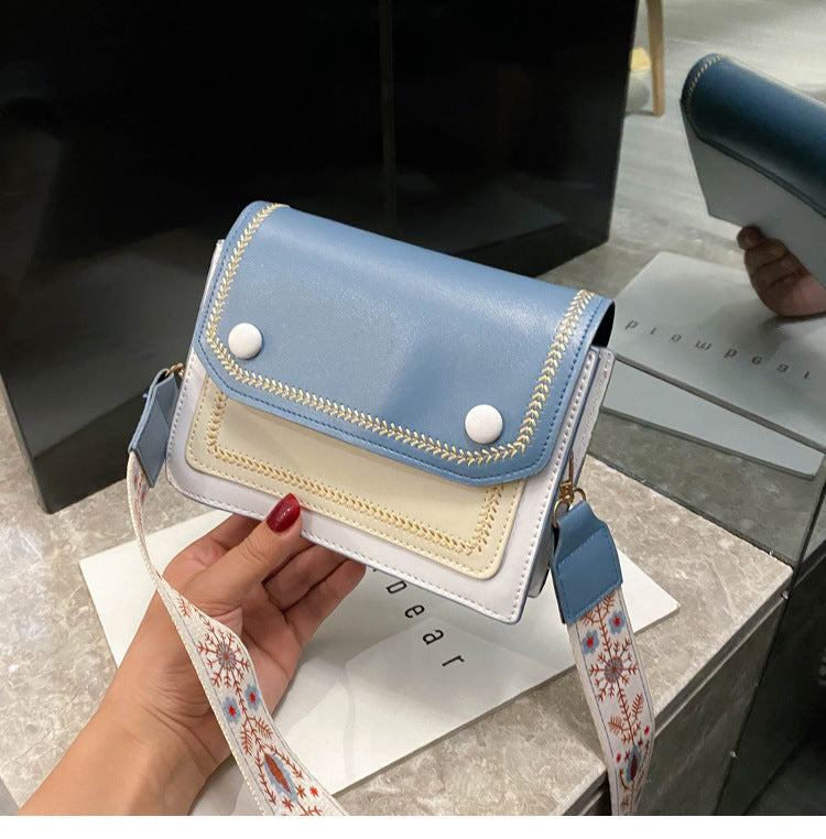 Wide shoulder strap messenger bag one shoulder small square bag