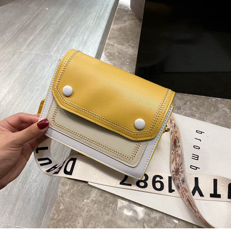 Wide shoulder strap messenger bag one shoulder small square bag