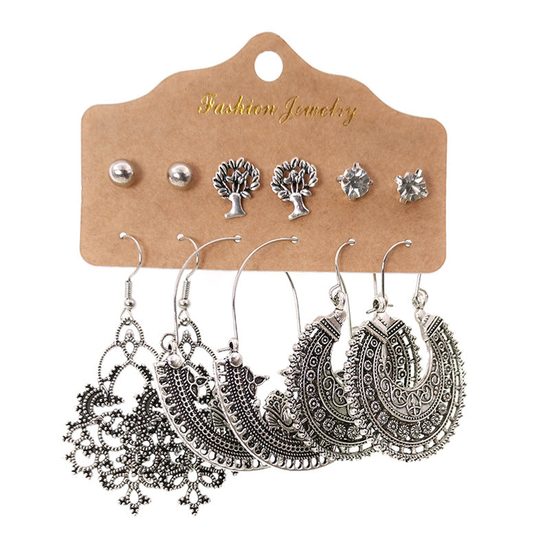 6-piece set with diamond turquoise earrings