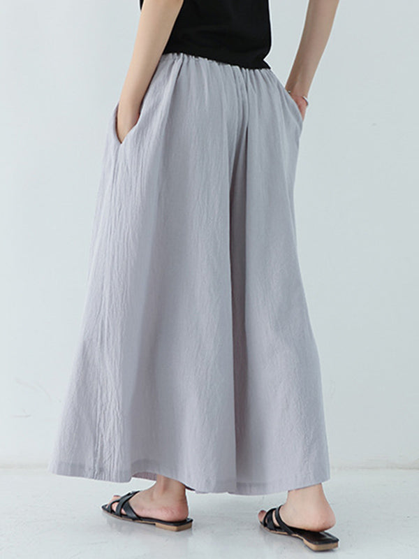 Casual 11 Colors  Solid Column Wide Leg Capri-Pants