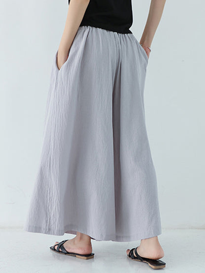 Casual 11 Colors  Solid Column Wide Leg Capri-Pants