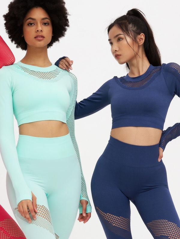 Sexy Hollow Long Sleeves Yoga Suits