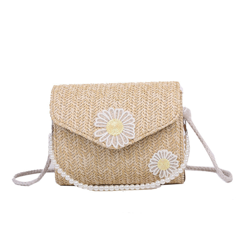 Woven bag shoulder slung portable pearl bag