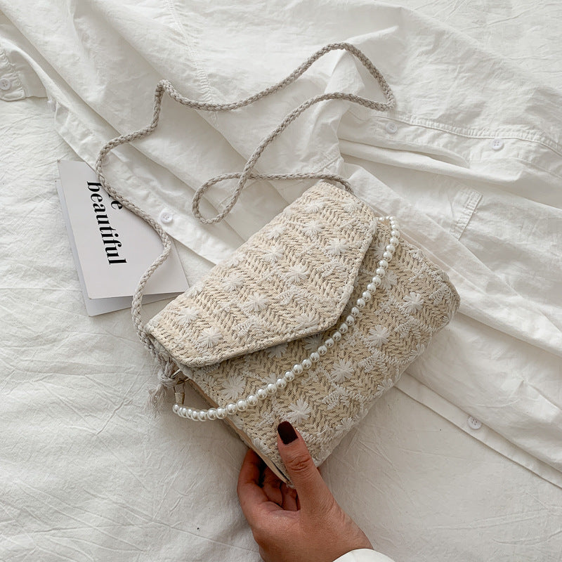 Woven bag shoulder slung portable pearl bag
