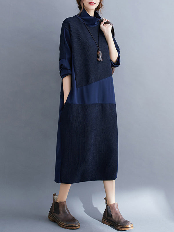 Original Split-Joint Round-Neck Dress