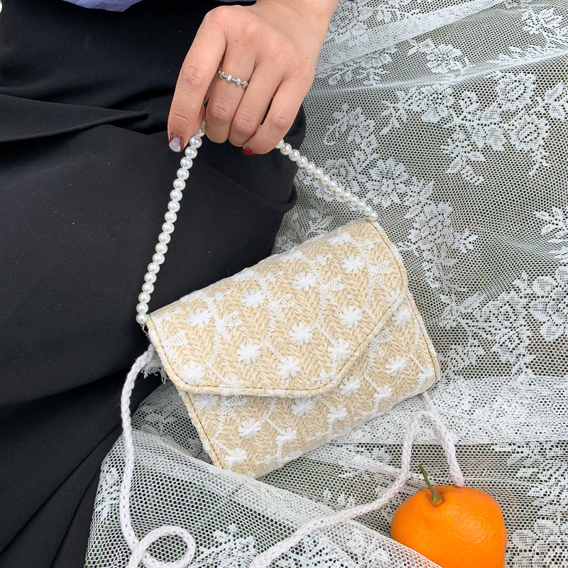 Woven bag shoulder slung portable pearl bag