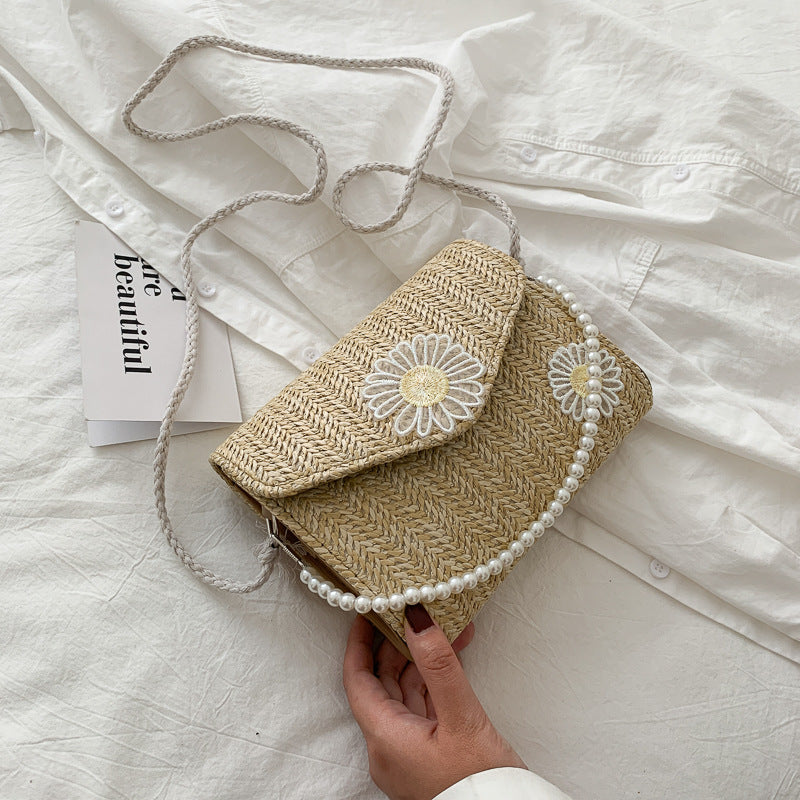 Woven bag shoulder slung portable pearl bag