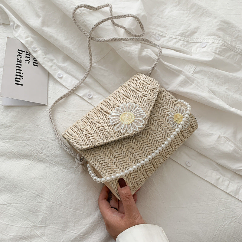 Woven bag shoulder slung portable pearl bag