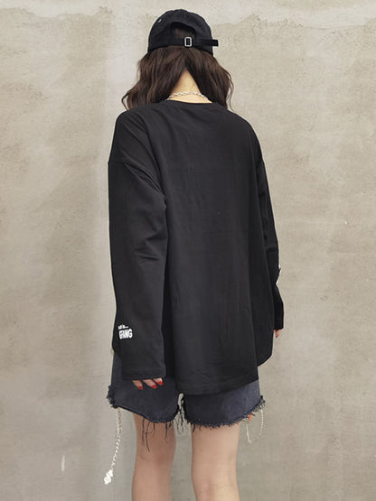 Simple Round-Neck Letter Printed Long Sleeves Sweatshirts