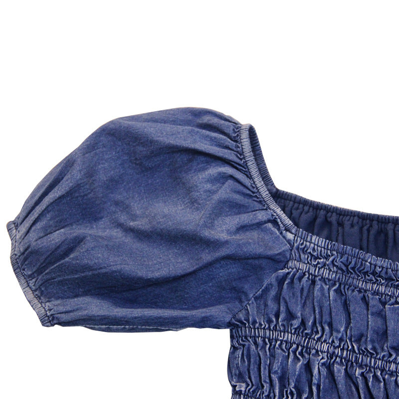 Big skirt dress retro Embroidered Denim Skirt