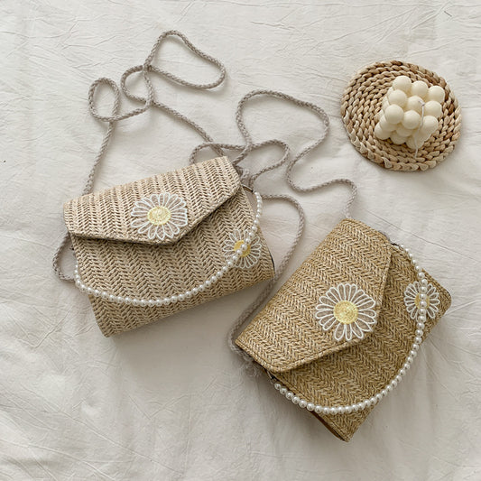 Woven bag shoulder slung portable pearl bag