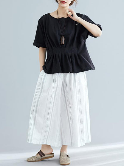 New Loose Elastic Waist Design T-Shirt