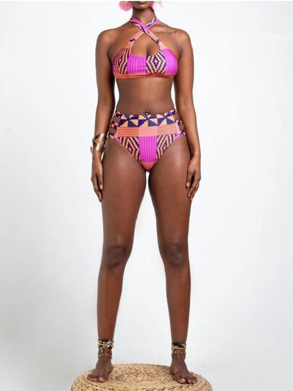 Retro African Style High Waist Split Type Bikini Swimsuit