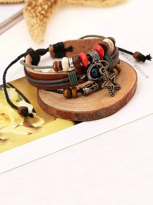 Punk Multi layer Star Beads Bracelet Accessories