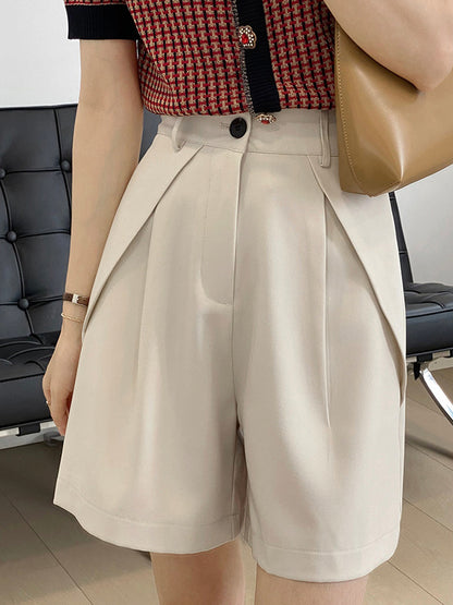 Original Solid Color High-Waisted Wide-Leg Column Shorts
