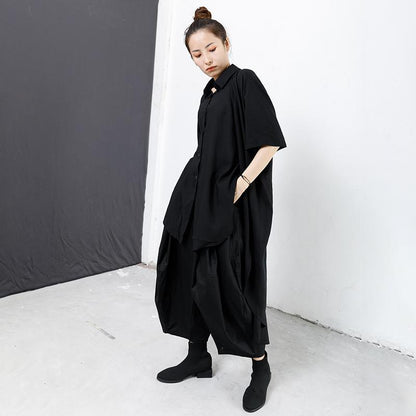 Double Layer Solid Color Personality Shirt